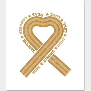 Gold Ribbon Child Cancer Awareness Retro Posters and Art